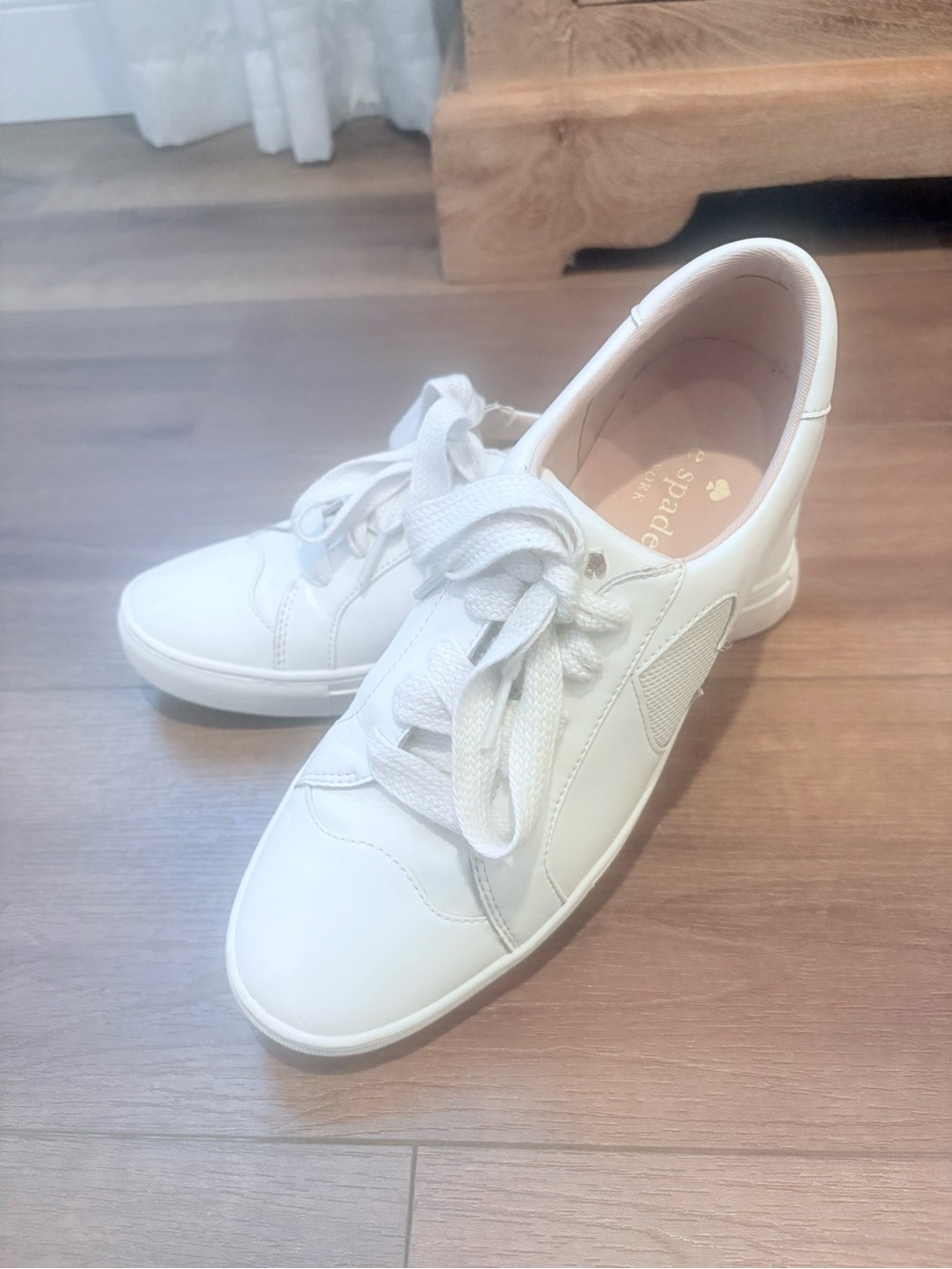Kate Spade White Leather Low-Top Lace-Up Sneakers